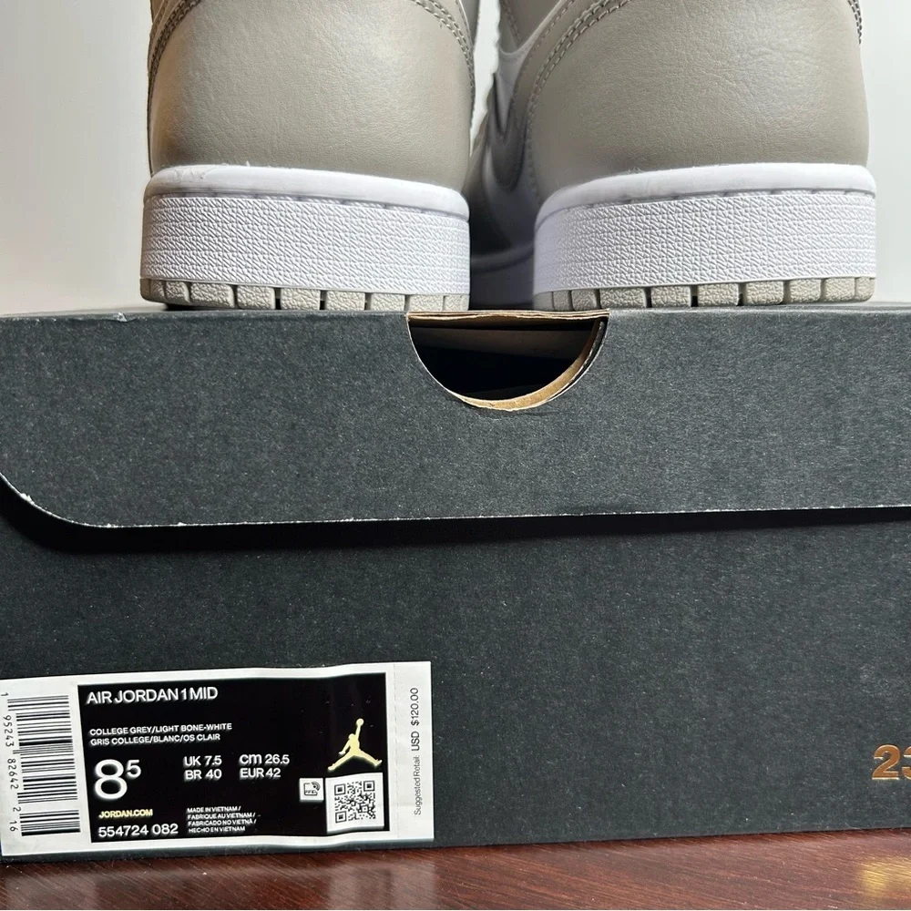 Nike Air Jordan 1 Mid Linen College Grey/Light Bone (8.5M/10W)
